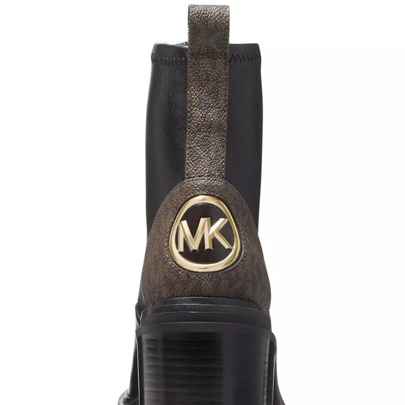 Michael Kors Cyrus MK Logo Black Bootie Ankle Boots Shoes Heels Pumps NEW - Picture 4 of 8